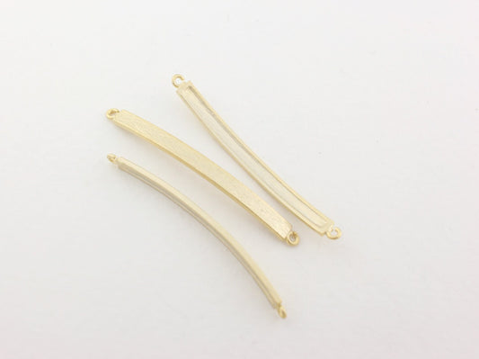 [P0024]2pcs/Curved Bar Connector/Brass/Matte Gold/3x 36.5mm