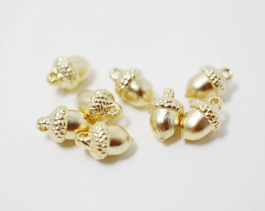 [P0251]2pcs/Acorn Pendant/Brass/Matte Gold/6.5x10.5mm