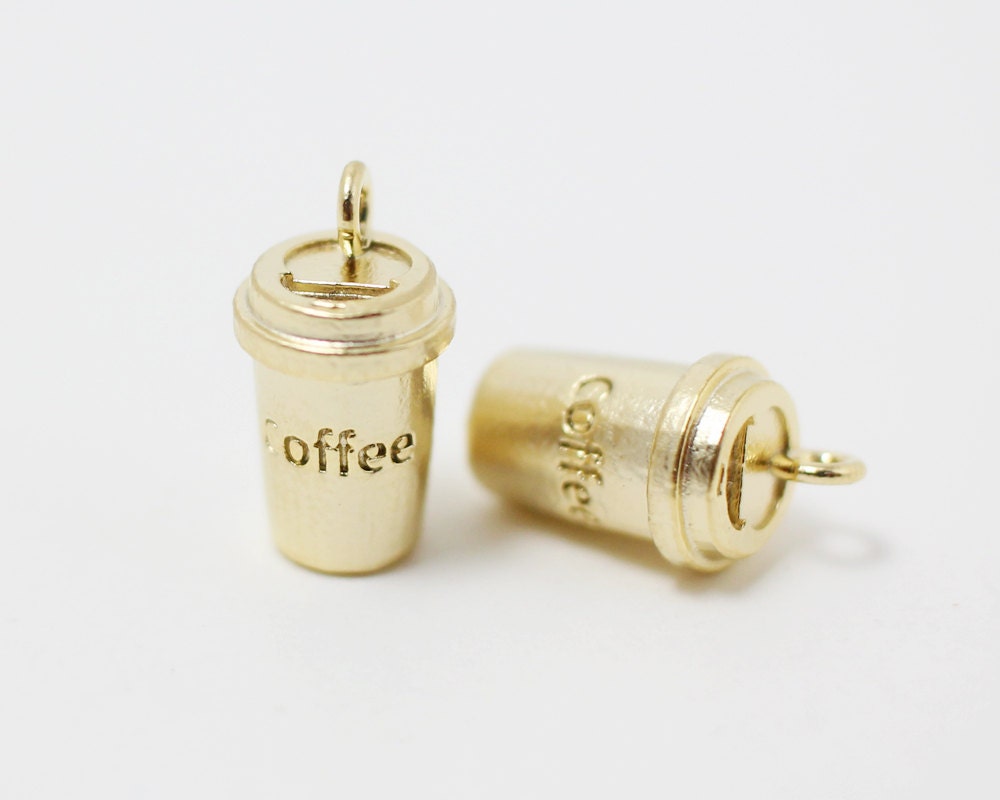 [P0253]2pcs/Coffee Tumbler Pendant/Brass/Matte Gold/7.5x13mm