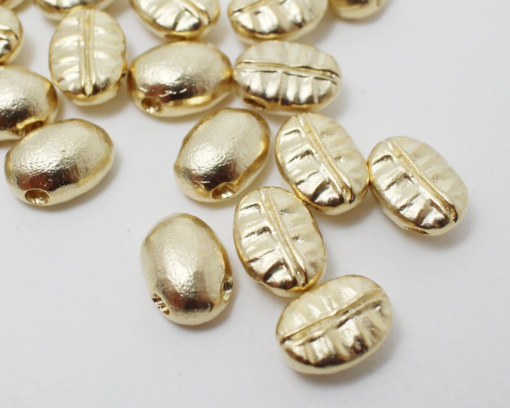 [P0254]2pcs/Coffee Bean Charm/Brass/Matte Gold/7.5x10mm