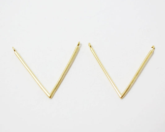 [P0256]2pcs/V shape Cylinder bar Pendant/Brass/Matte Gold/24x20mm