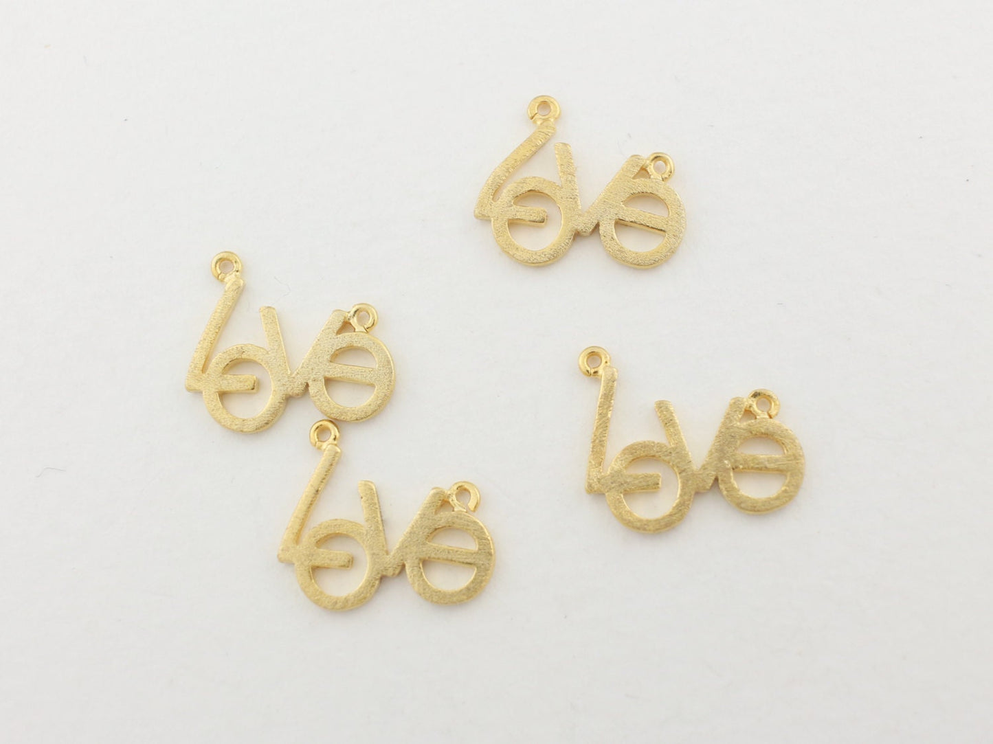 [P0026]2pcs/Love Letter Pendant Connector/Brass/Matte Gold/12.7x 11.2mm