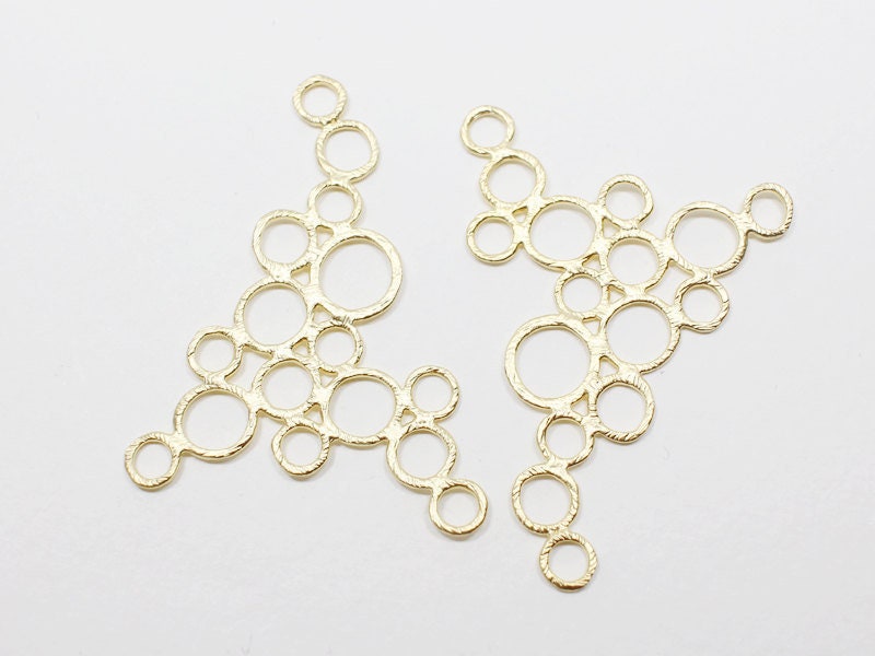 [P0262]2pcs/Multi Circles Pendant Connector/Brass/Matte Gold/45 x 30 mm