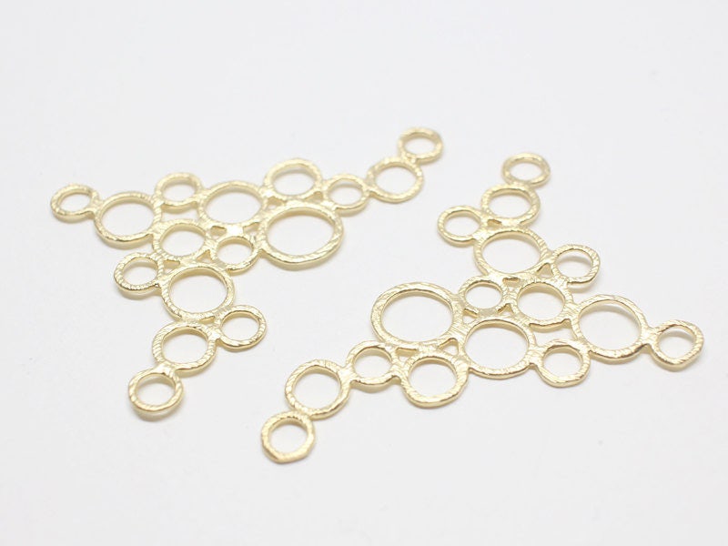 [P0262]2pcs/Multi Circles Pendant Connector/Brass/Matte Gold/45 x 30 mm