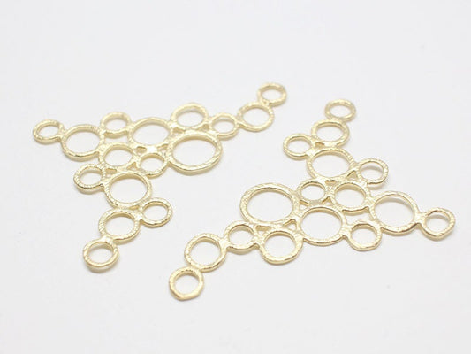 [P0262]2pcs/Multi Circles Pendant Connector/Brass/Matte Gold/45 x 30 mm