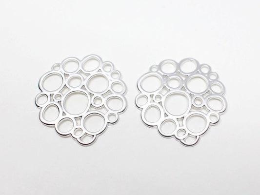 [P0268]2pcs/Bubble Pendant/Brass/Matte Rhodium/20x21mm