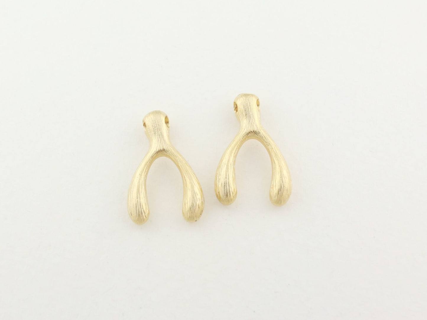 [P0027]2pcs/Wishbone Pendant/Brass/Matte Gold/11x 17mm