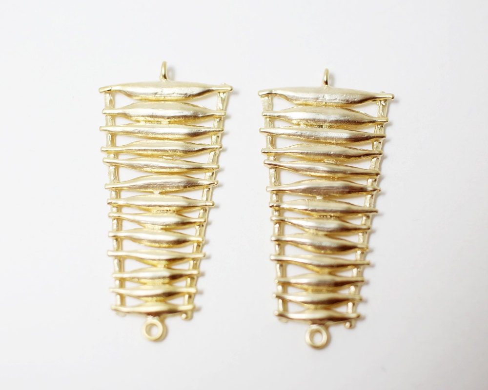 [P0275]2pcs/Ladder Pendant Connector/Brass/Matte Gold/19x 39mm