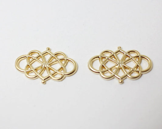 [P0281]2pcs/Paisley Pendant Connector/Pewter/Matte Gold/20 x18mm