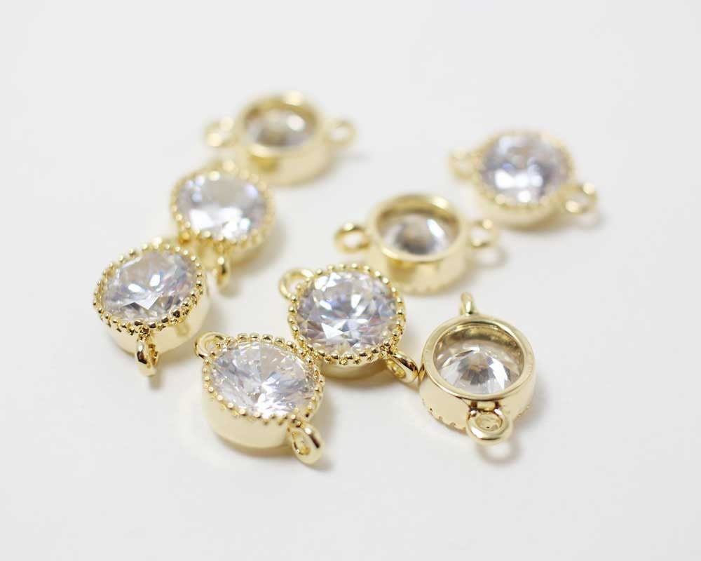 [P0286]4pcs/Small Cup Cubic Zirconia Pendant/Brass/Gold/11x6mm