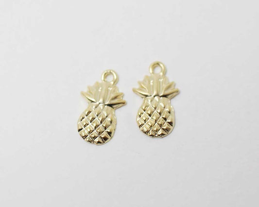 [P0289]4pcs/Flat Pineapple Pendant/Brass/Matte Gold/6.5x11.5mm