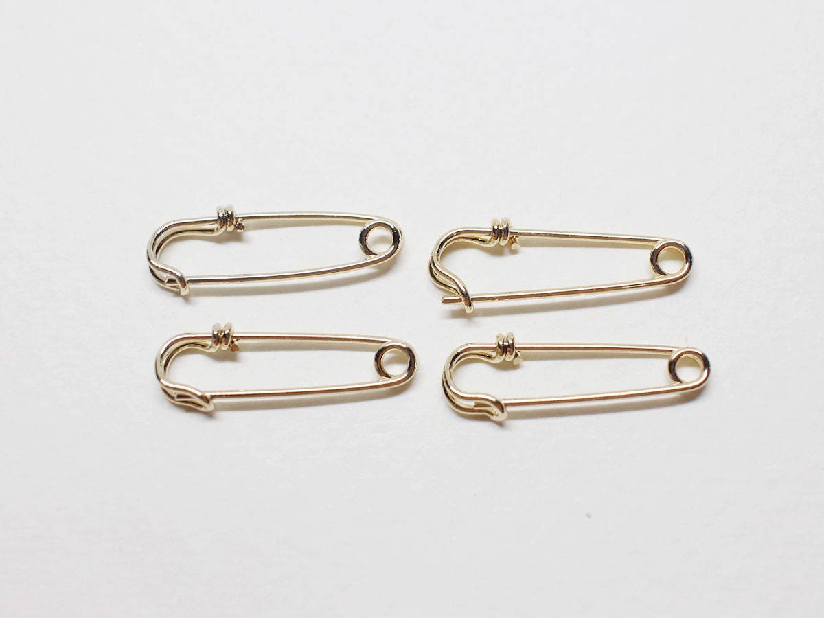 [P0290-1]4pcs/Safety Pin PendantBrass/Gold/20 x 7mm