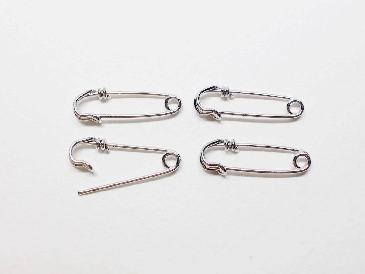 [P0290-1]4pcs/Safety Pin PendantBrass/Rhodium/20 x 7mm