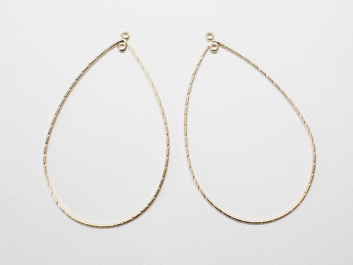 [P0299-1]2pcs/Teardrop Pendant Connector with 2 rings extra Large/Brass/Matte Gold/40x63mm