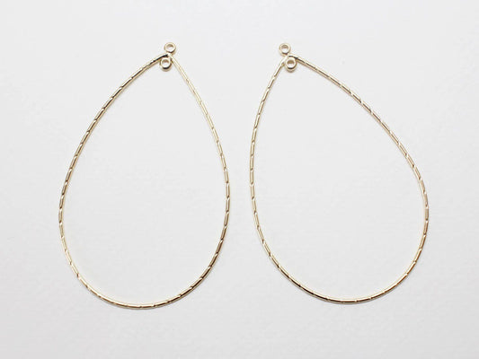 [P0299-1]2pcs/Teardrop Pendant Connector with 2 rings extra Large/Brass/Matte Gold/40x63mm