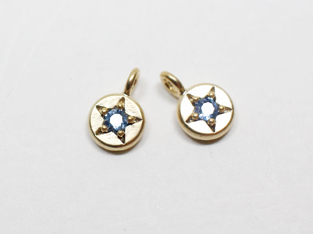 [P0940]2pcs/Mini Star Birthstone Charm/Brass/Matte Gold/4.8mm