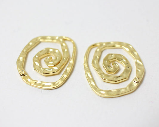 [P0309]2pcs/Maze Pendant/Brass/Matte Gold/21x21mm