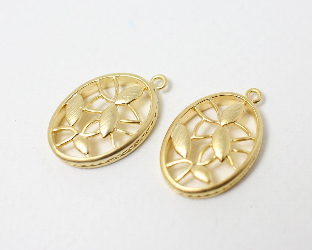 [P0318]2pcs/Embroidery Board Pendant/Brass/Matte Gold/15x22mm