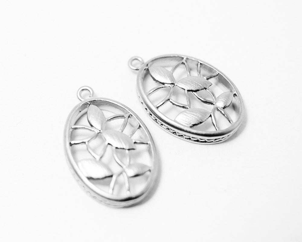 [P0318]2pcs/Embroidery Board Pendant/Brass/Matte Rhodium/15x22mm