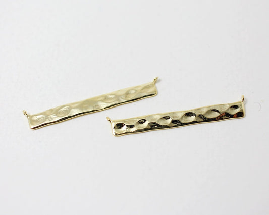 [P0320]2pcs/Hammered Bar Pendant/Brass/Gold/33x4mm