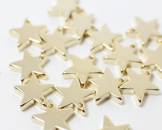 [P0335]4pcs/Small Star Pendant/Brass/Gold/10.5mm