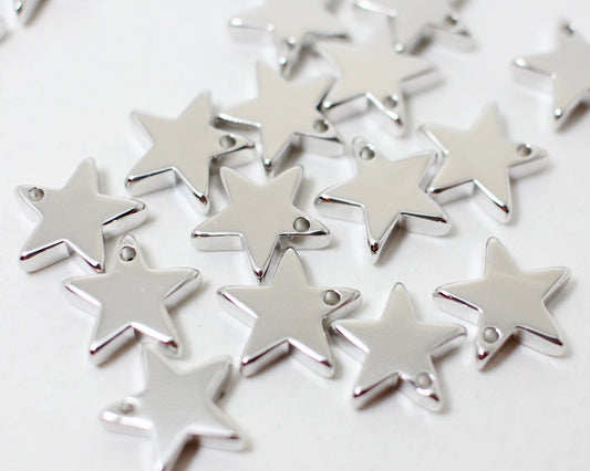 [P0335]4pcs/Small Star Pendant/Brass/Rhodium/10.5mm