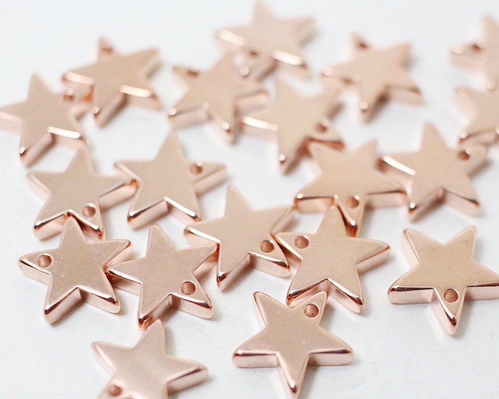 [P0335]4pcs/Small Star Pendant/Brass/Rose Gold/10.5mm