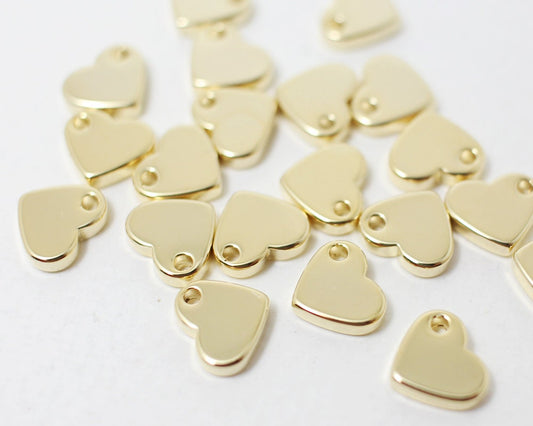 [P0336]4pcs/Small Heart Pendant/Brass/Gold/8mm