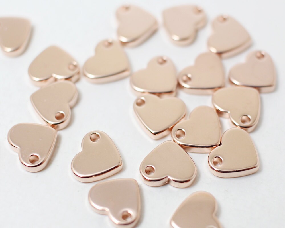 [P0336]4pcs/Small Heart Pendant/Brass/Rose Gold/8mm