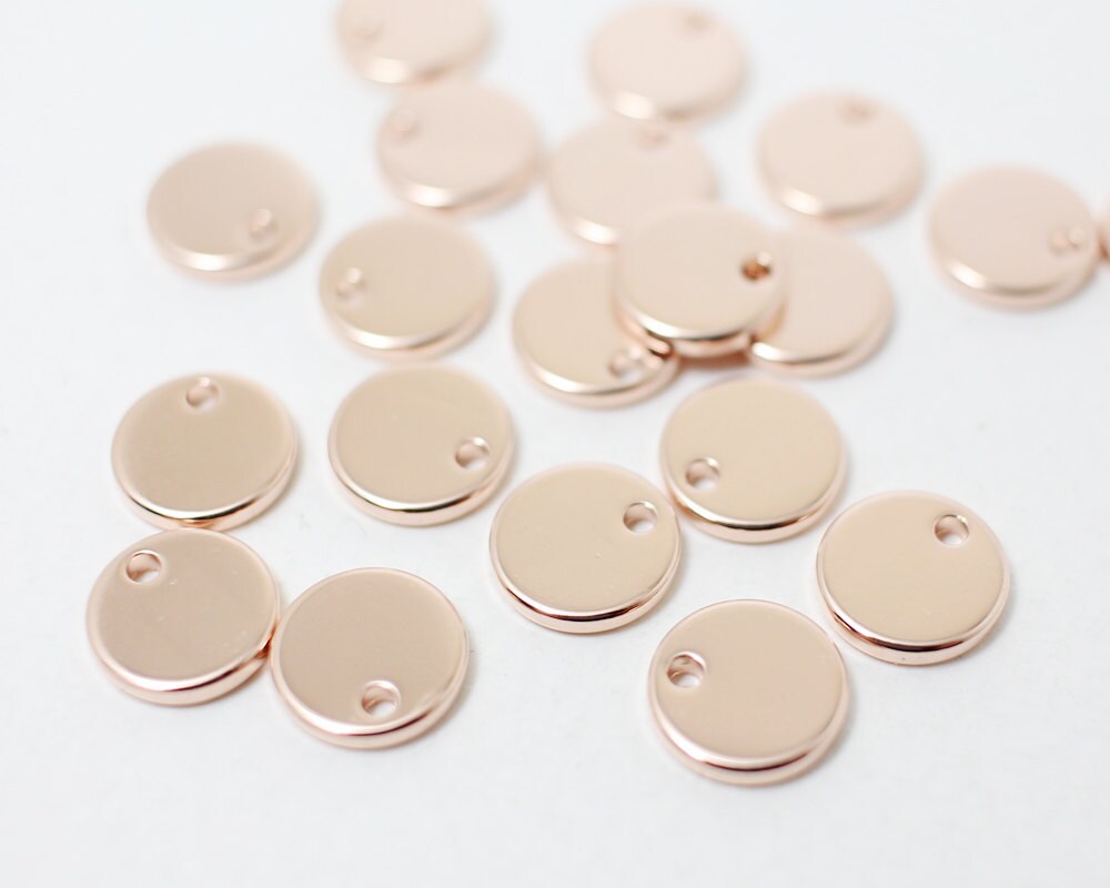 [P0337]4pcs/Small Circle Pendant/Brass/Rose Gold/8mm