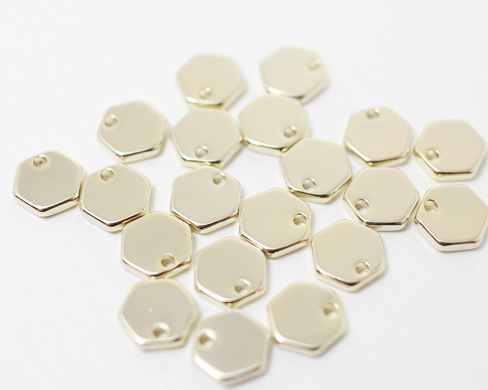 [P0339]4pcs/Small Hexagon Pendant/Brass/Gold/8mm