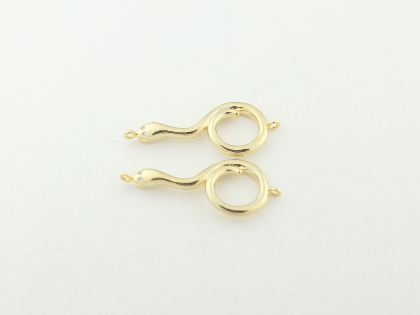 [P0034]2pcs/Coiled up snake connector/Brass/Gold/27x10.5mm