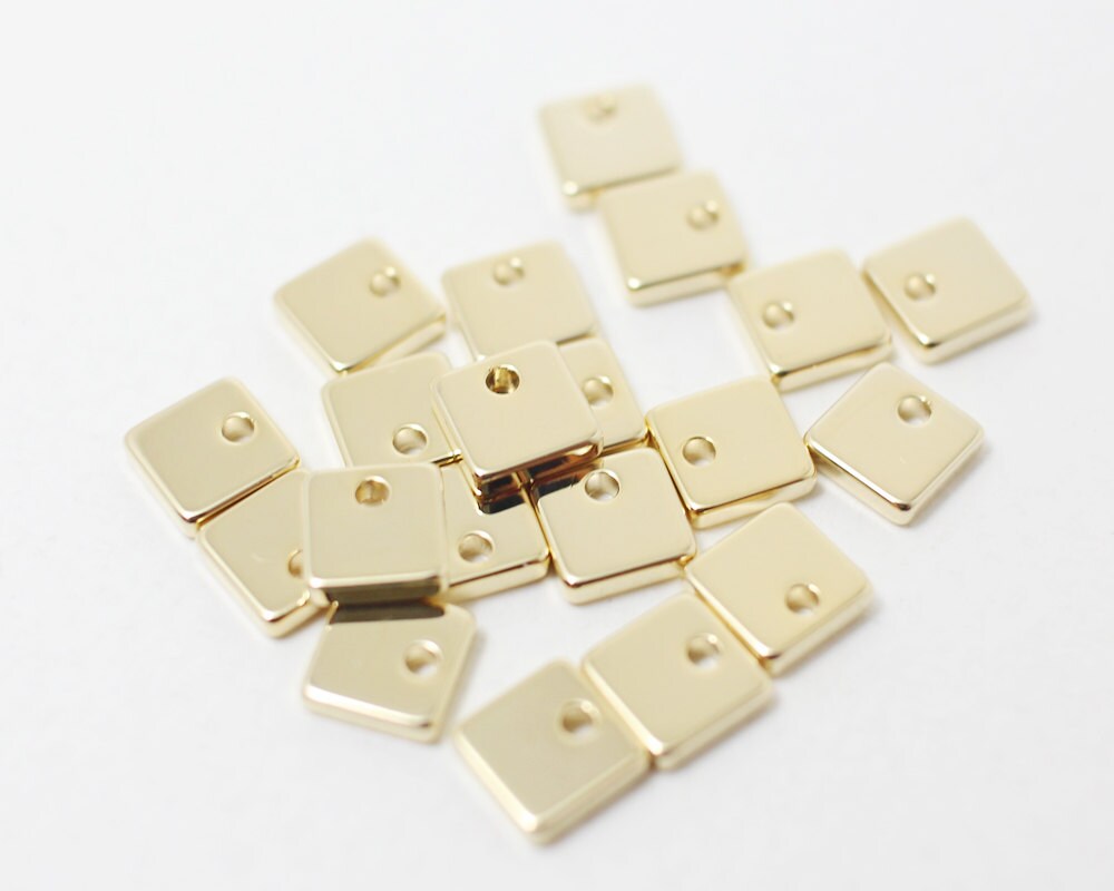 [P0340]4pcs/Small Square Pendant/Brass/Gold/6mm