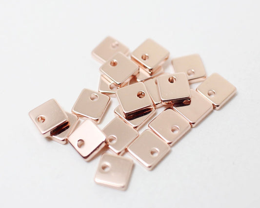 [P0340]4pcs/Small Square Pendant/Brass/Rose Gold/6mm