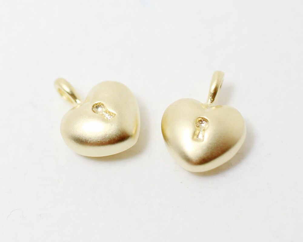 [P0341]2pcs/Small Square Pendant/Brass/Matte Gold/8.5x10.5mm