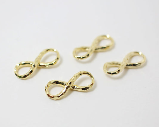 [P0365]2pcs/Hammered Infinity Pendant/Brass/Matte Gold/15x 6mm