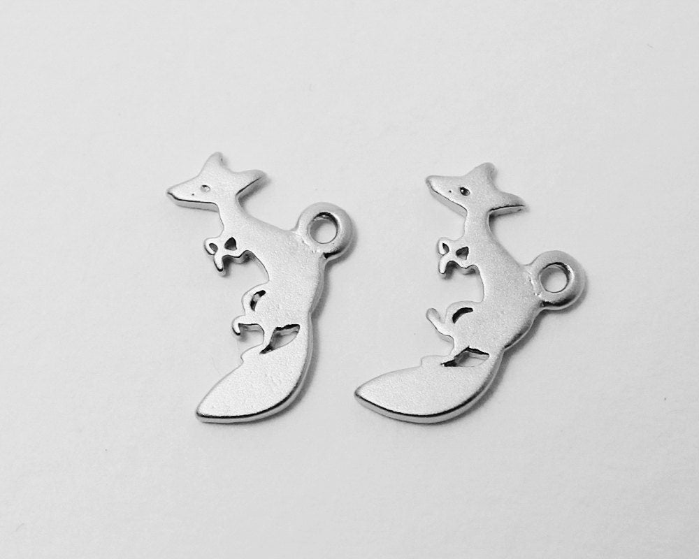 [P0373]4pcs/Tiny Fox Pendant/Brass/Matte Rhodium/10 x 7mm