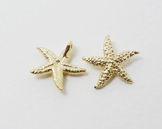 [P0378]2pcs/StarFish Pendant/Brass/Matte Gold/12mm