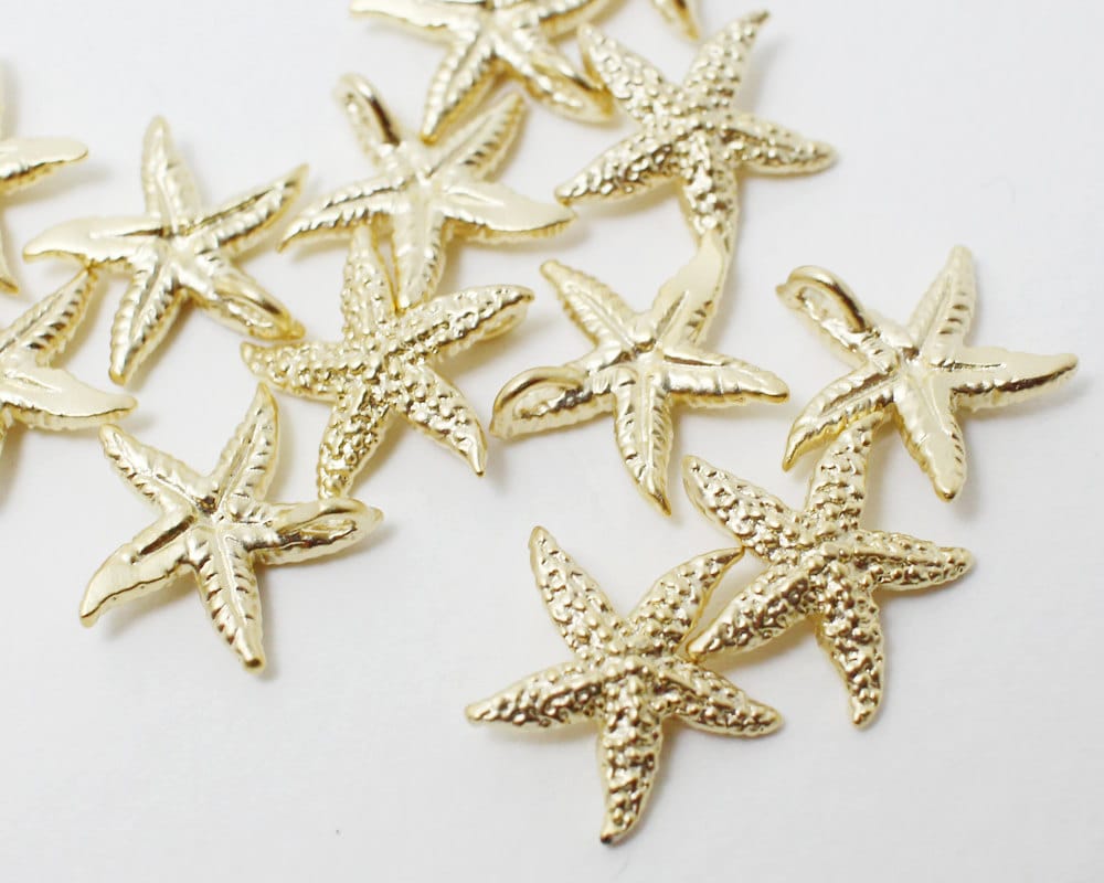 [P0378]2pcs/StarFish Pendant/Brass/Matte Gold/12mm