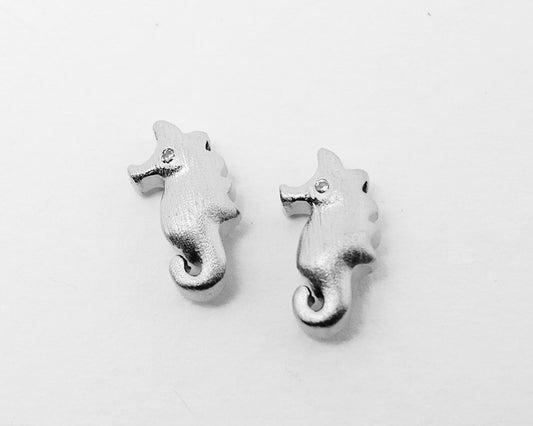 [P0382]2pcs/Seahorse Pendant/Brass/Matte Rhodium/5x10mm