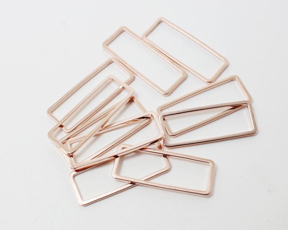 [P0391]4pcs/Rectangle Pendant Connector/Brass/Rose Gold/24x9mm