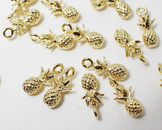 [P0392]2pcs/Mini Pineapple Pendant/Brass/Gold/5 X 11.3mm