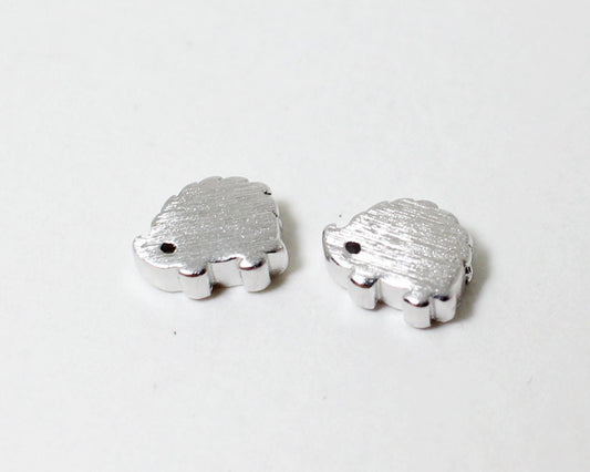 [P0399]2pcs/Mini Hedgehog Charms/Brass/Rhodium/7x 5.5mm