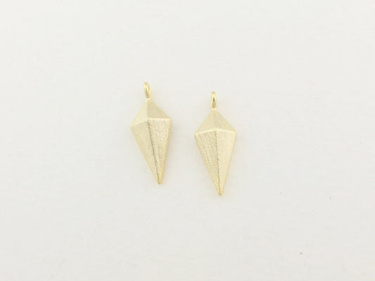 [P0003]2pcs/Rhombus Pendant/Brass/Matte Gold/17x7mm