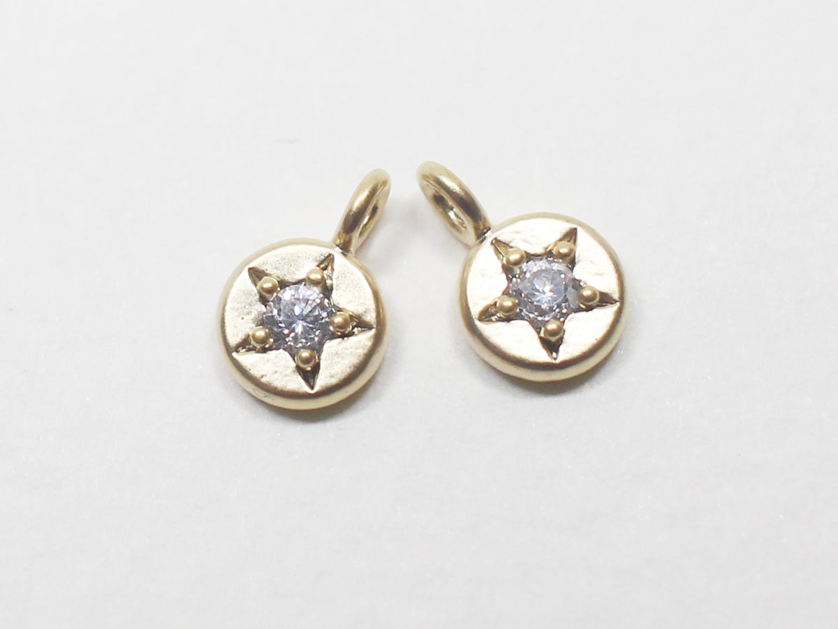 [P0940]2pcs/Mini Star Birthstone Charm/Brass/Matte Gold/4.8mm