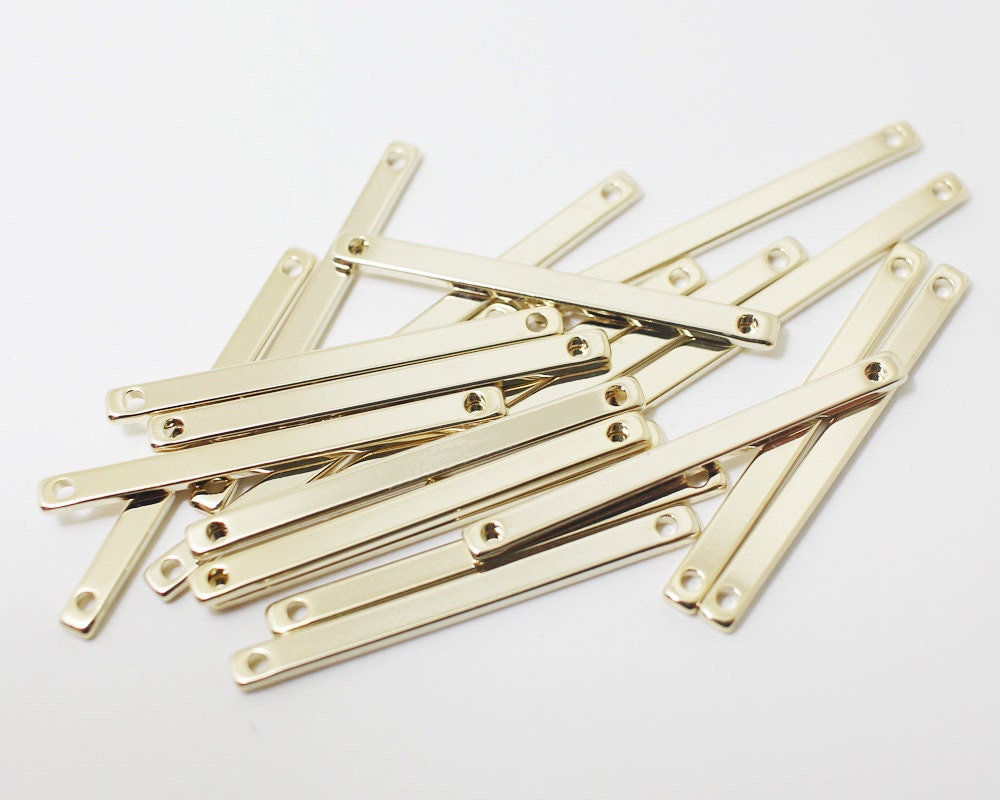 [P0411]4pcs/Thin Rectangle Bar Connector/Brass/Gold/2.5x32mm