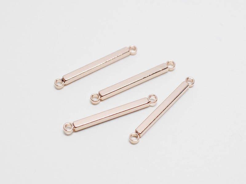 [P0412-1]4pcs/Short Rectangle Bar Connector/Brass/Rose Gold/2x20mm