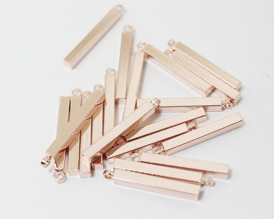 [P0412]4pcs/Short Rectangle Bar Pendant/Brass/Rose Gold/2x18mm