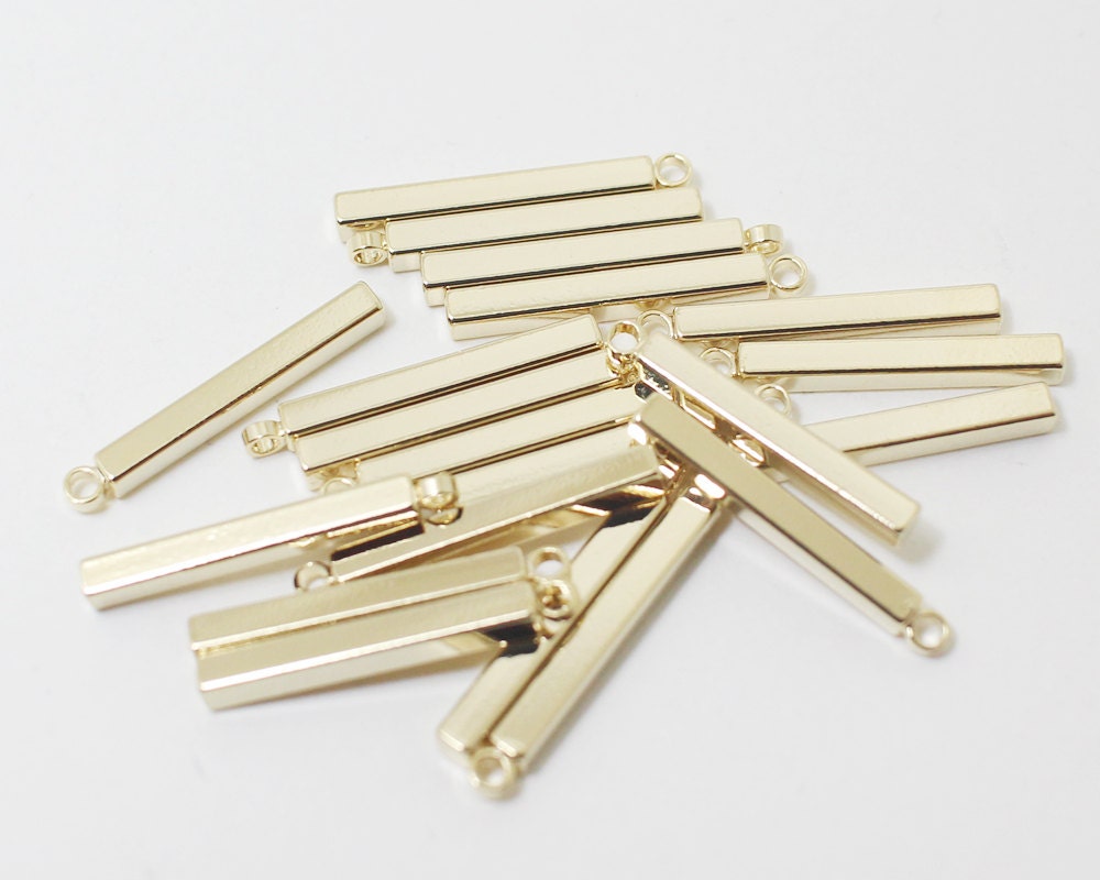 [P0412]4pcs/Short Rectangle Bar Pendant/Brass/Gold/2x18mm