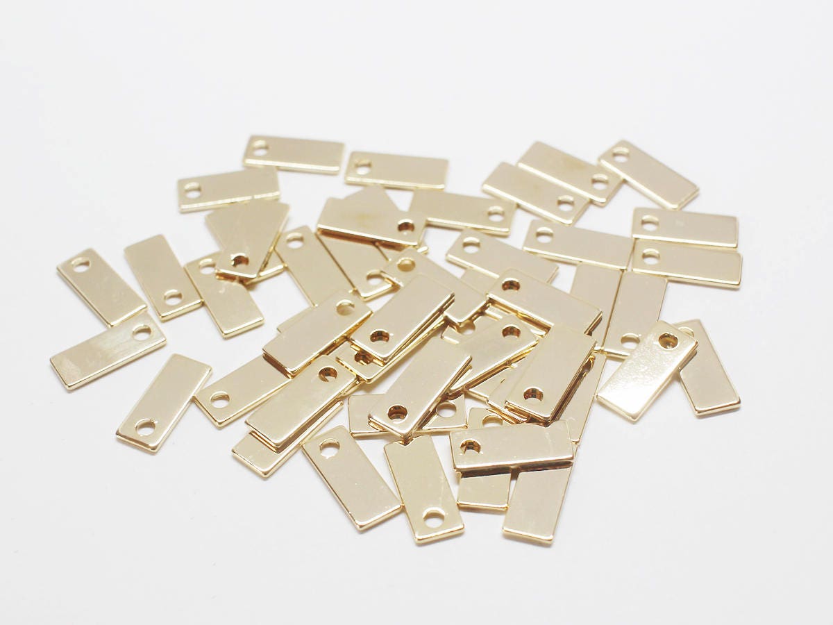 [P0413-1]10pcs/Rectangle Tag Pendant/Brass/Gold/5x12mm